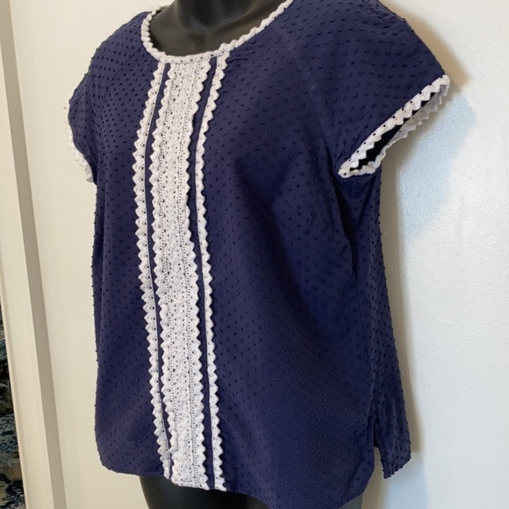 Vineyard Vines Navy & White Cotton Top Small - Picture 3 of 6